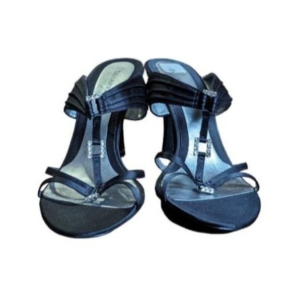 Enzo Angiolini Stiletto Jeweled Peep Toe Dress Heel Shoes Sz 10 M Womens Black - Picture 2 of 10